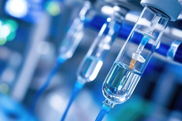A close-up shot of an intravenous glucose (IVG) device in a hospital room setting, possibly used for patient care