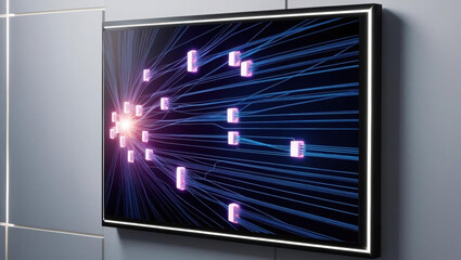 glowing digital matrix with fiber optics, showcasing ultra modern communication system and innovative design in dark aesthetic