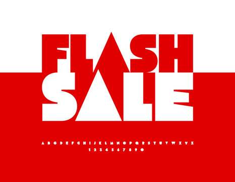 Vector promotional banner Flash Sale with stylish Big Font. White Alphabet Letters and Numbers set