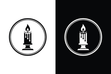 Obraz premium Black And White Candle Silhouette Vectors for Digital Art.
