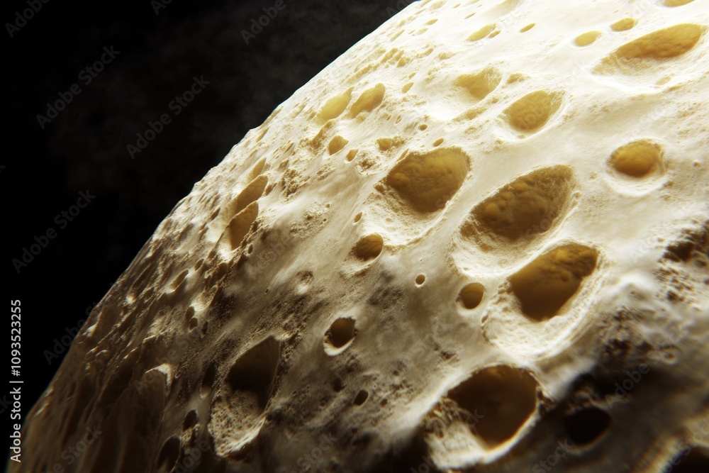 Poster a close-up view of the moon's surface with visible craters