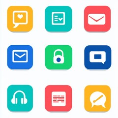 Help icons: chat, phone, headset.  Customer service symbols.