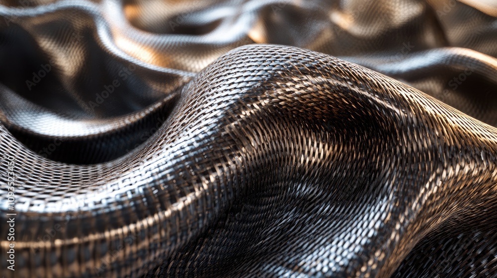 Poster abstract metallic textile with wave pattern.