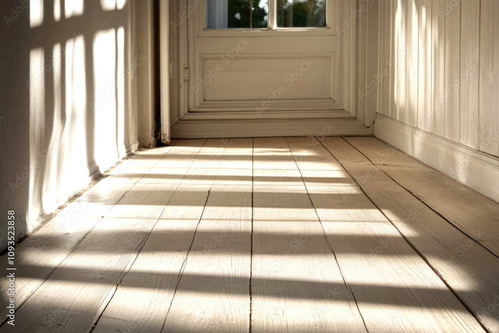 Aufkleber a simple hallway with a white door and a window, suitable for use as a background or in interior des
