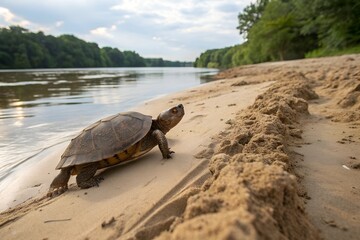 A determined tortoise races against time, its tiny legs moving swiftly, embodying persistence.