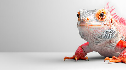 Colorful Lizard Basking Under Soft Light in a Minimalist Environment Showcasing Nature's Palette