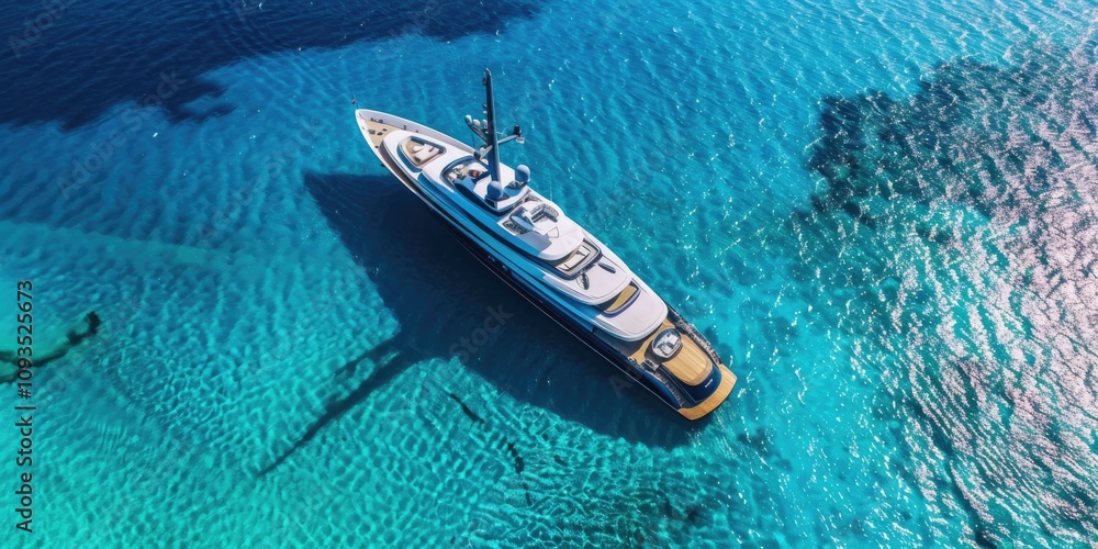 Aufkleber a large boat floats in the open waters of the ocean, suitable for use as a background or scenic elem