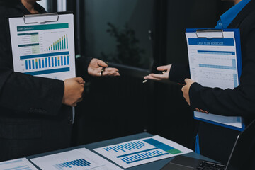 Business people are analyzing and planning business strategies.