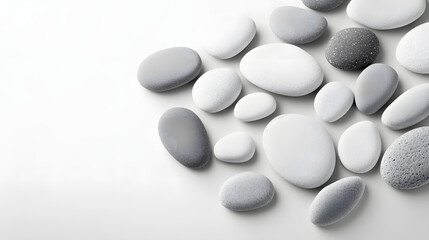 A texture of natural stone pebbles in various shades of gray