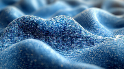 Close-up of textured, light blue fabric with wavy patterns.

