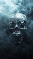 Ethereal Skull in Smoke: A Dark and Mystical Image