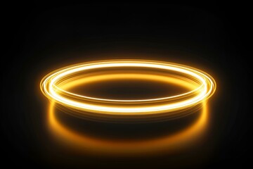 A futuristic neon wireframe halo symbol outlined in glowing yellow and white on a dark background --ar 3:2 --s 50