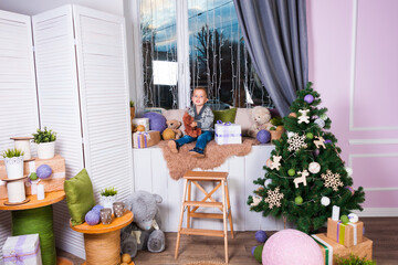 Close up of colorful leaves that is blowing by the wind on the tree.