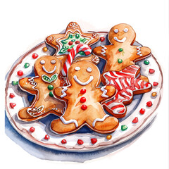 A watercolor painting of Christmas Cookie, isolated on a white background. Christmas Cookie vector.