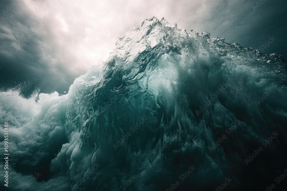 Poster A powerful wave crashes into the ocean, creating a massive splash
