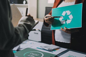Carbon offset price report CO2 emission. Future growth Net zero waste in ESG ethical SME office...