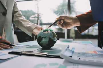 Carbon offset price report CO2 emission. Future growth Net zero waste in ESG ethical SME office...