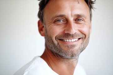 Fototapeta premium A close-up shot of a bearded man smiling, great for use in advertising, social media or personal projects