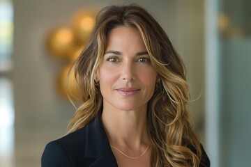 Fototapeta premium Happy Businesswoman Attorney Smiling Confidently in Office for Portrait