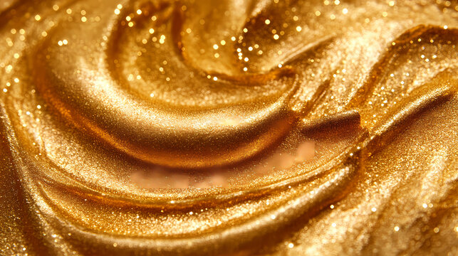 A shimmering swirl of gold dust evokes elegance and luxury, perfect for artistic backgrounds or glamorous design projects. Shimmering Gold Dust. Illustration