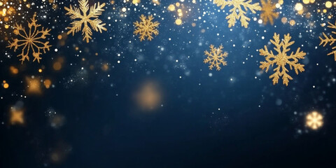 Christmas banner featuring glittering snowflakes and glowing lights. Festive web and print designs, holiday branding, and social media content 
