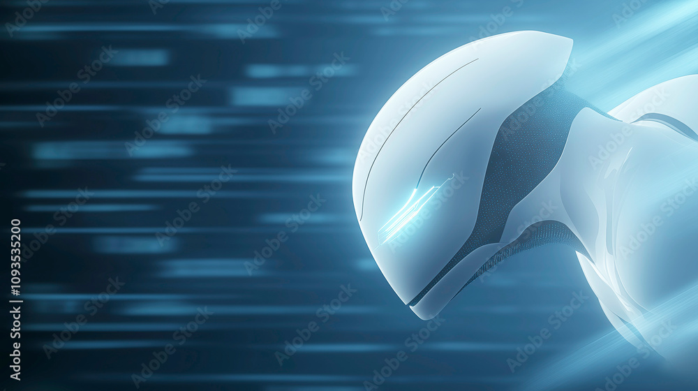 Poster futuristic robot with sleek design, symbolizing advanced technology and innovation. sci-fi concept w