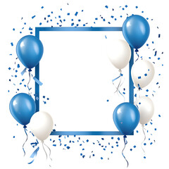 Celebration frame with balloons and confetti