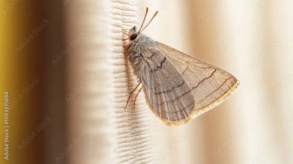 Aufkleber close-up of a moth resting on a curtain