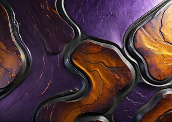 Obraz premium Forged Steel with Violet and Amber Veins Organic Patterns and Contrasting Tones