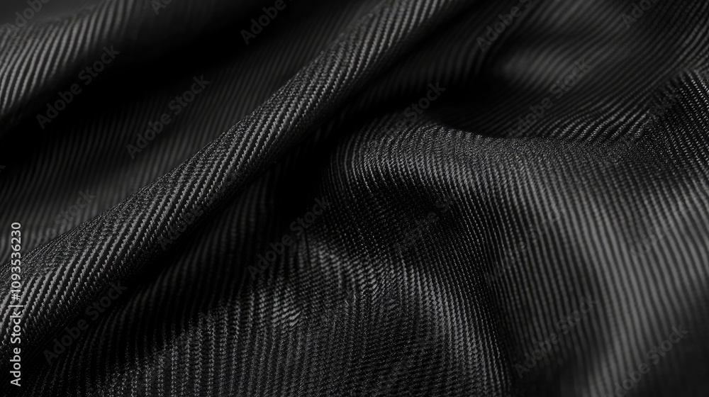 Poster close-up of dark fabric texture with subtle folds and lines.