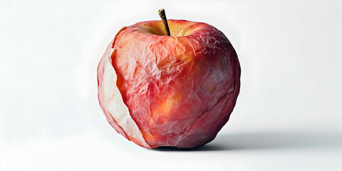 Juxtaposition of a wrinkled and fresh apple isolated on a white background. high quality