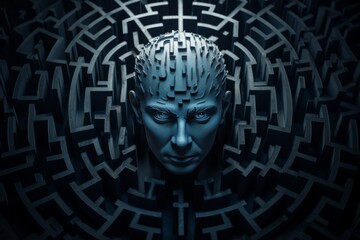 Exploring mental health  a human head formed from puzzle pieces representing complexity and paths