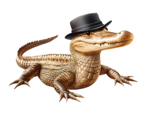 a crocodile wearing a hat