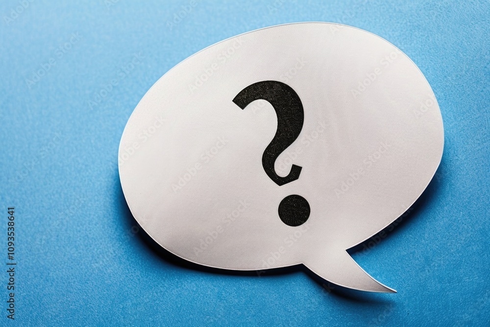 Poster a question mark inside a paper speech bubble