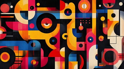 Abstract geometric art with vibrant colors and shapes.