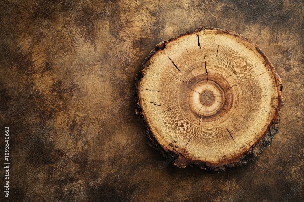 Poster a split wood log on a rustic background
