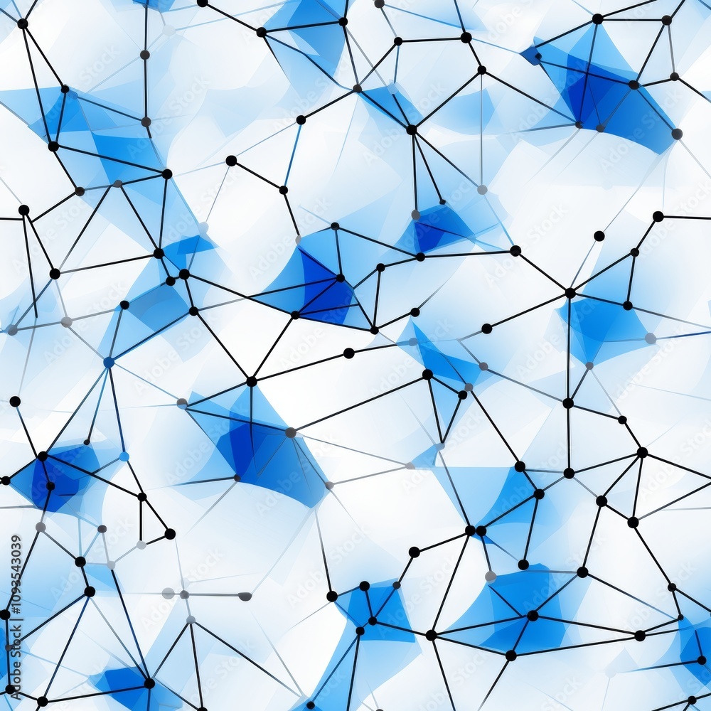 Aufkleber abstract network diagram with connecting lines and nodes in blue shades on white background