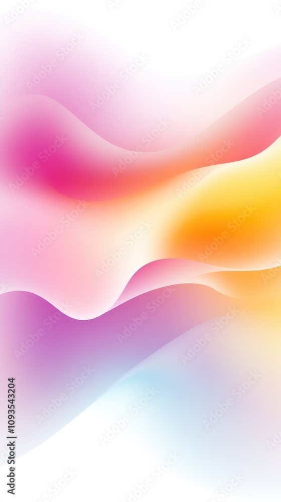 Poster exploring the essence of modern design, vibrant colors and fluid forms blend seamlessly, creating an