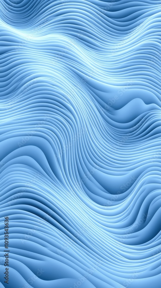 Poster vibrant blue tones create a seamless flow of fluid forms, presenting a sophisticated abstract textur