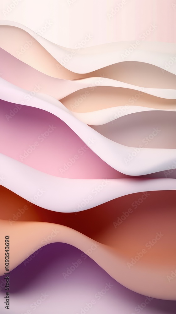Poster soft pastel waves intertwine to form a captivating abstract background with fluid textures and vibra