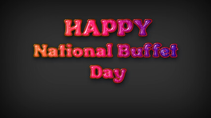 Happy National Buffet Day with plastic effect on gray background