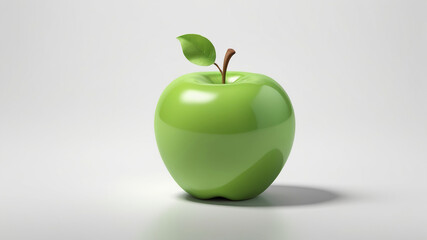 Shiny Green Apple on White Background