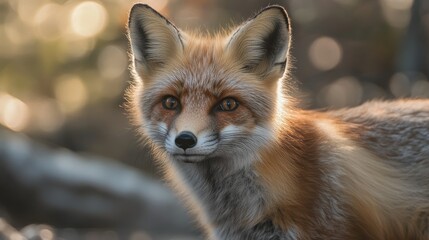 Fototapeta premium Red Fox Portrait In Soft Golden Light