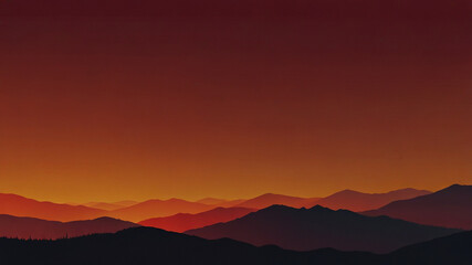 Golden Sunset over Layers of Mountain Ridges