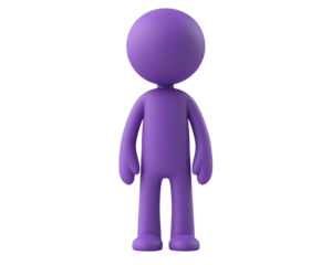 a purple cartoon character with arms and legs