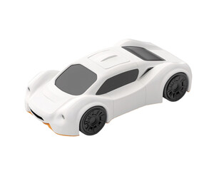 a white toy car with black wheels