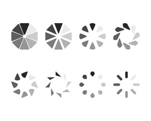 Collection Loading bar status icon. Vector illustration. Set of vector loaded icons. Download progress. Donload or Upload.