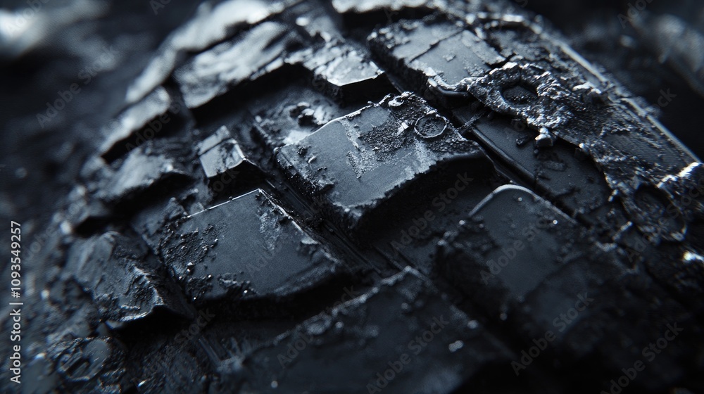 Poster close-up of a dark, rough, textured surface with a blocky pattern.