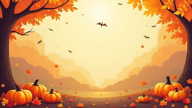 A customizable design for a Thanksgiving greeting card or festive dinner invitation featuring a seasonal background scene.