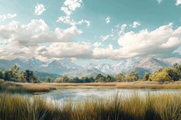 Obraz premium Stunning natural wallpaper capturing vibrant landscapes, perfect for immersive wall decor